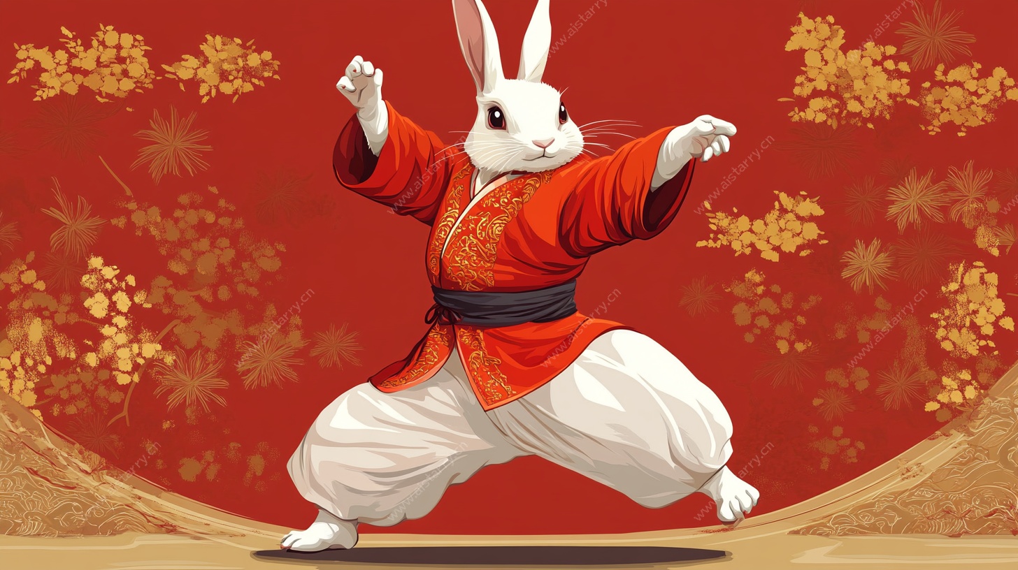 功夫白兔贺岁图