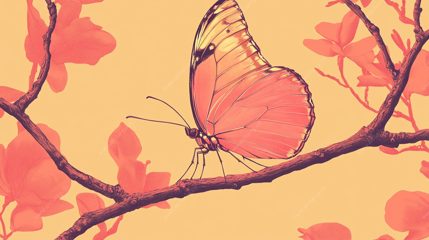 栖息花枝的梦幻蝴蝶