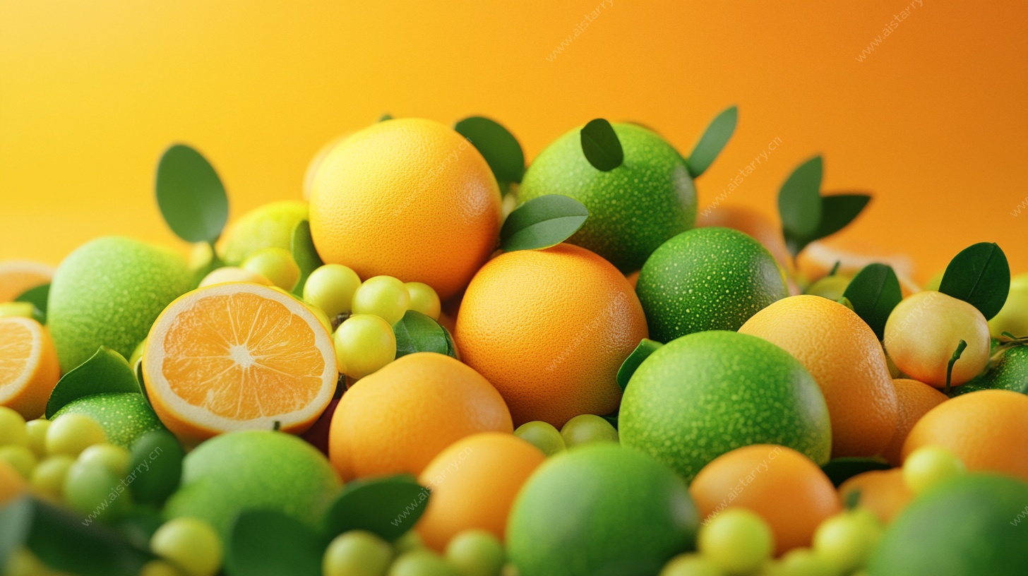 缤纷柑橘堆 清新水果图