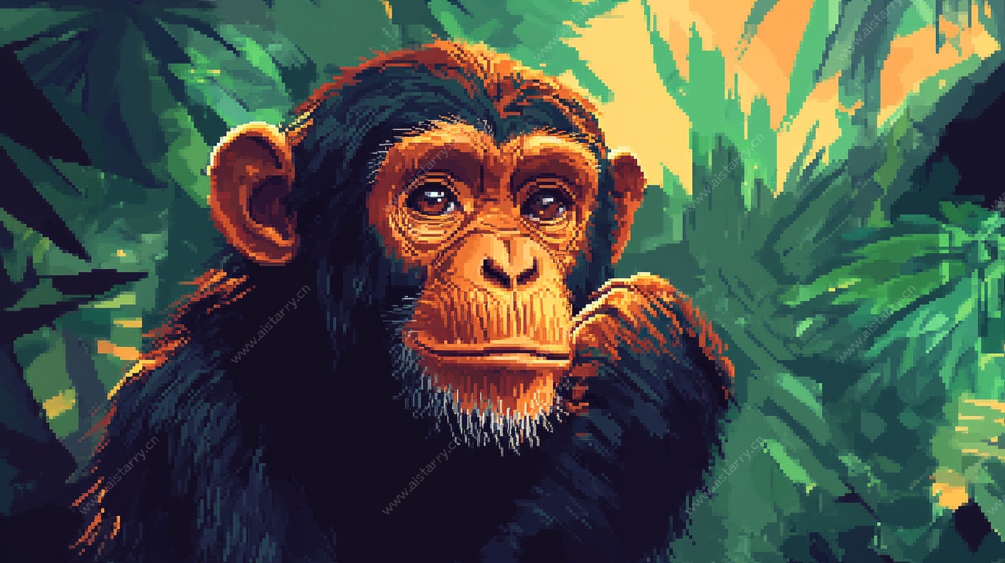 丛林中的黑猩猩插画