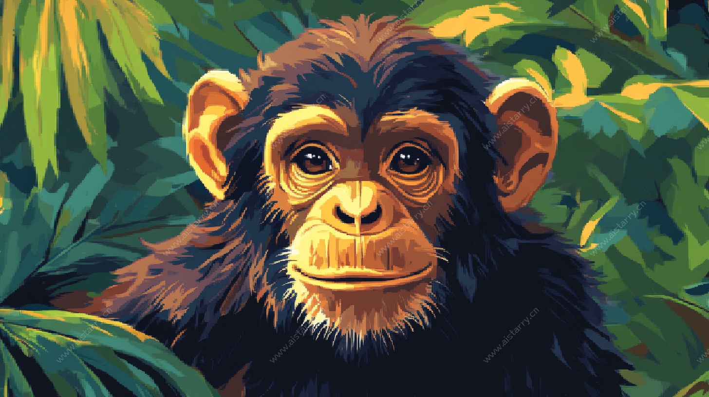 丛林中的可爱黑猩猩