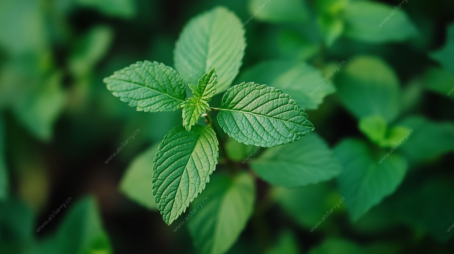 清新薄荷叶特写