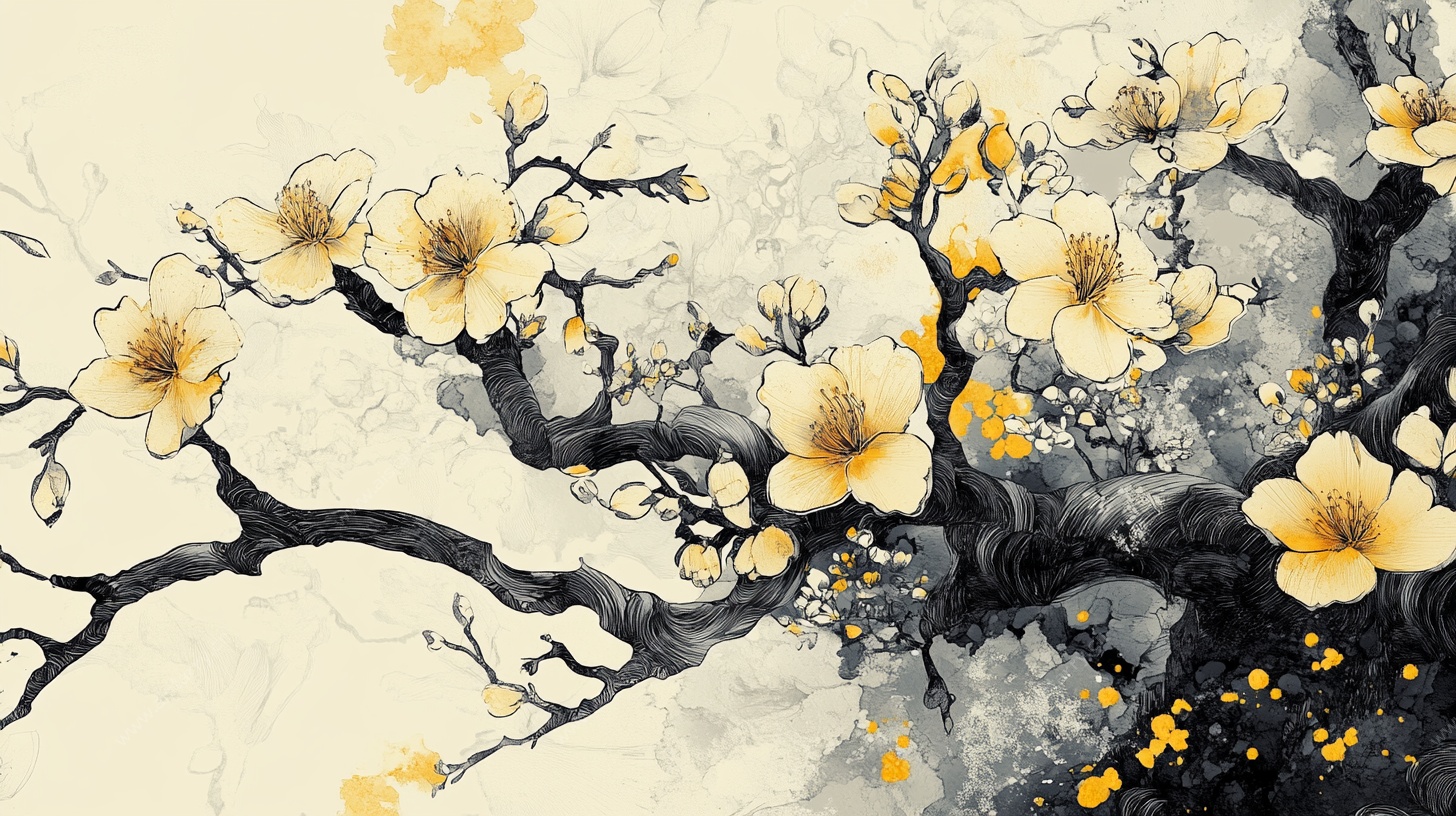 水墨玉兰图