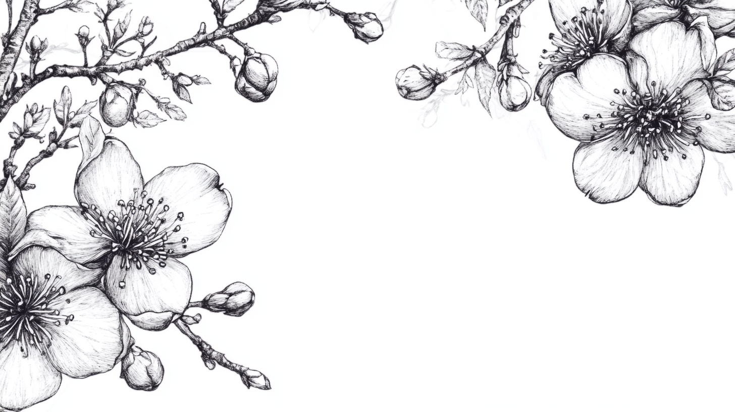 手绘花卉枝条插画