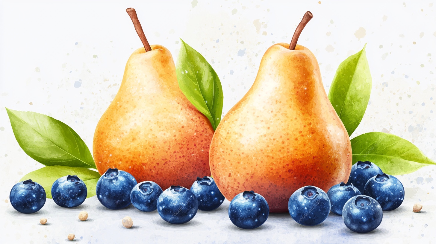 梨与蓝莓的清新水果组合