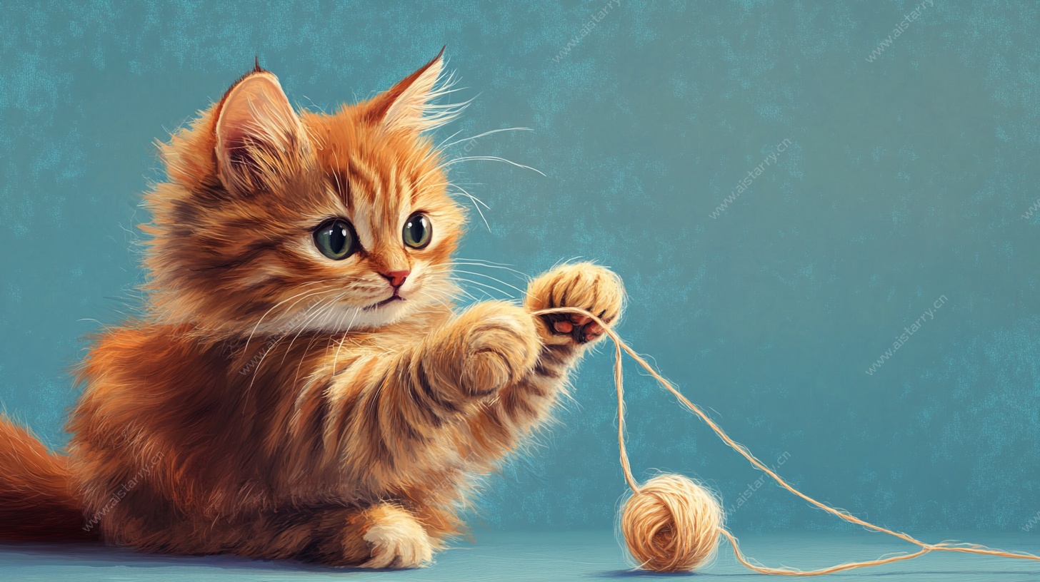 可爱小猫玩毛线球