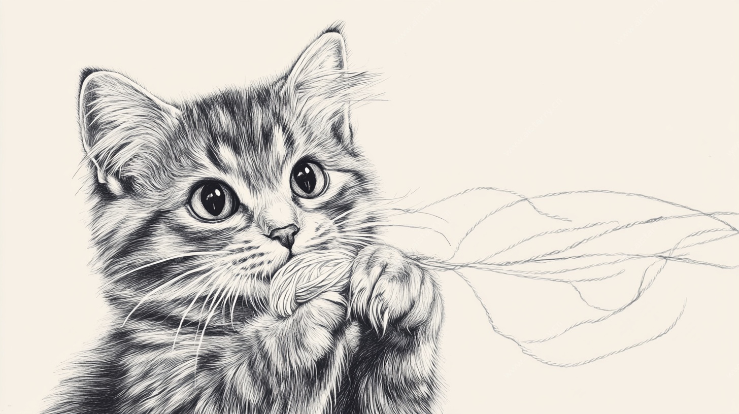 可爱小猫玩线图