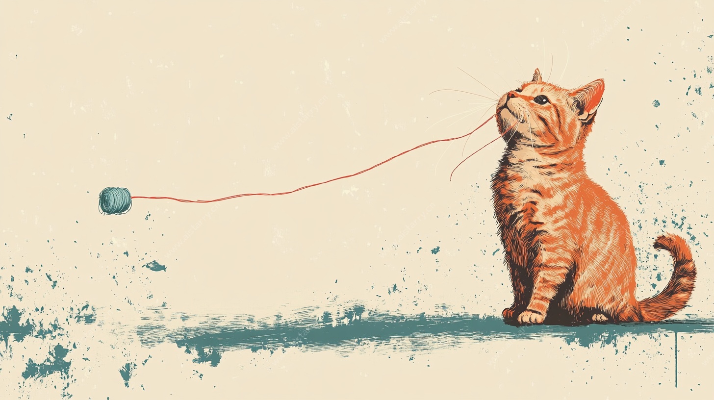橘猫玩线球