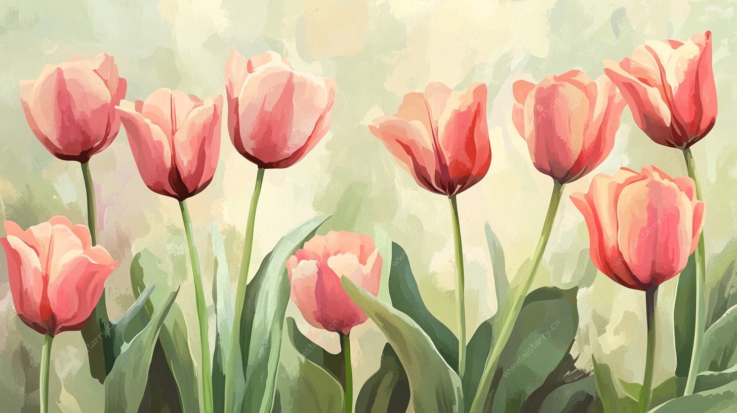 粉色郁金香插画