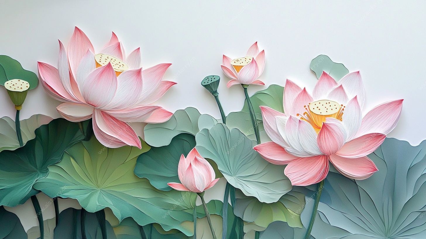 立体纸艺荷花装饰画