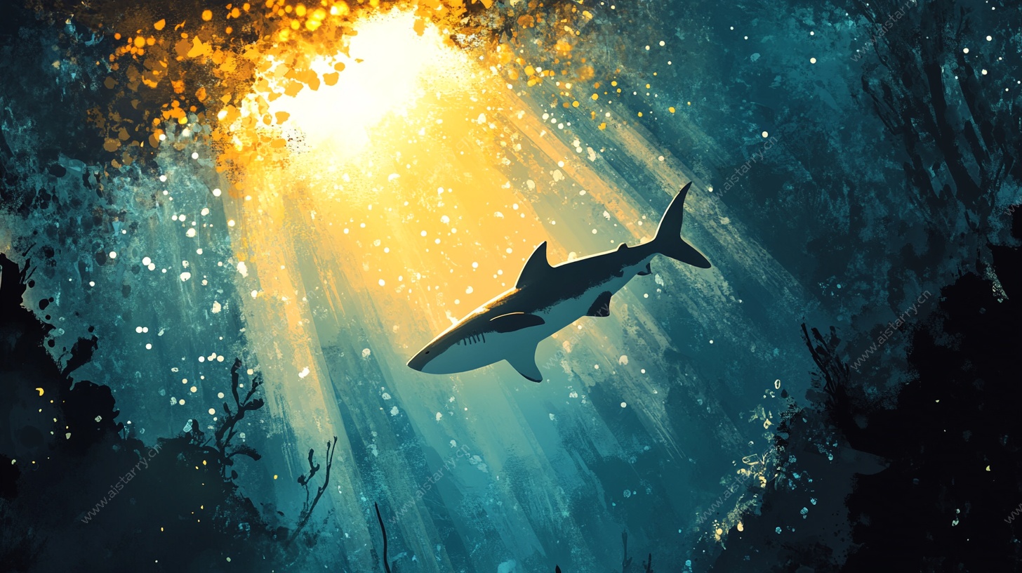 深海中畅游的鲨鱼