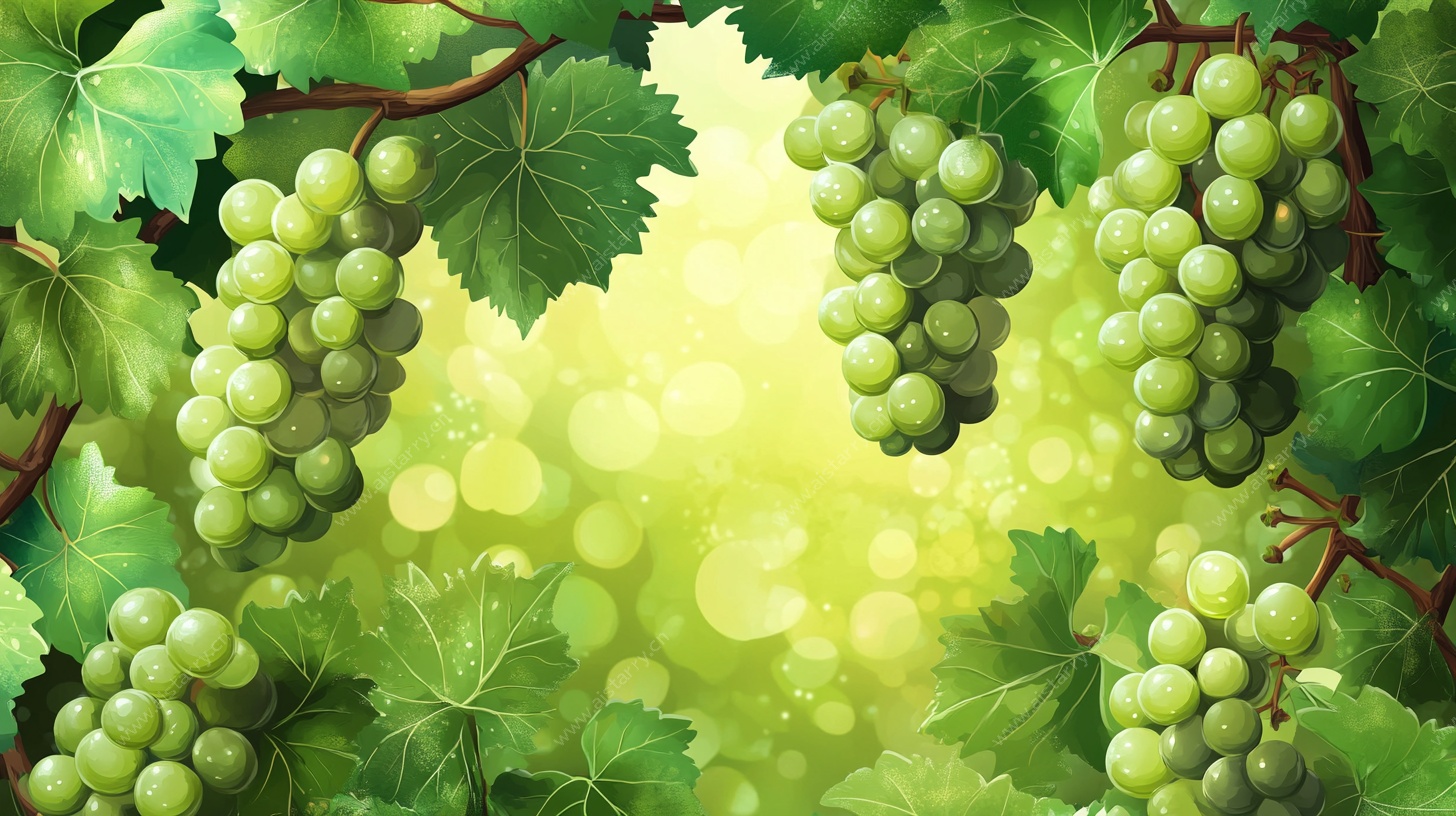 绿葡萄藤下的清新景象