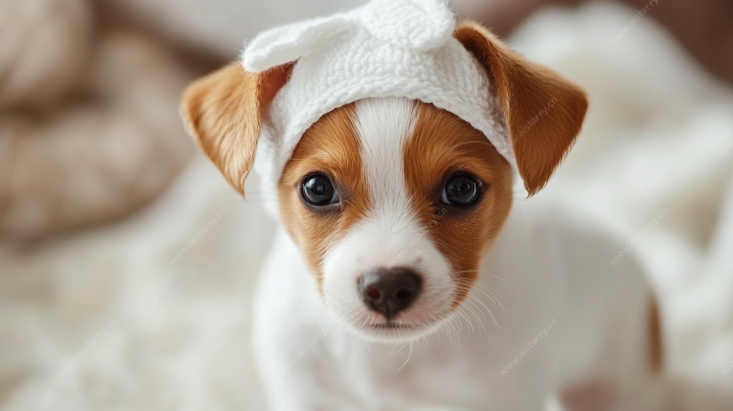 戴蝴蝶结的可爱小奶狗