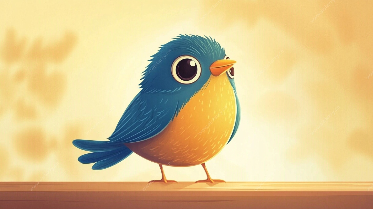 可爱蓝黄小鸟插画