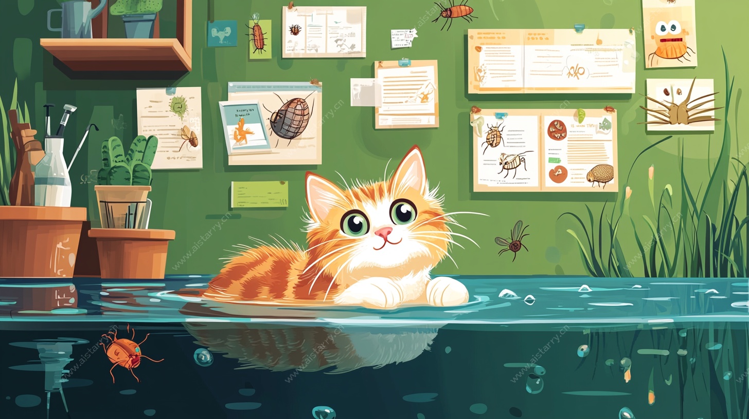 猫咪水中惬意休憩场景