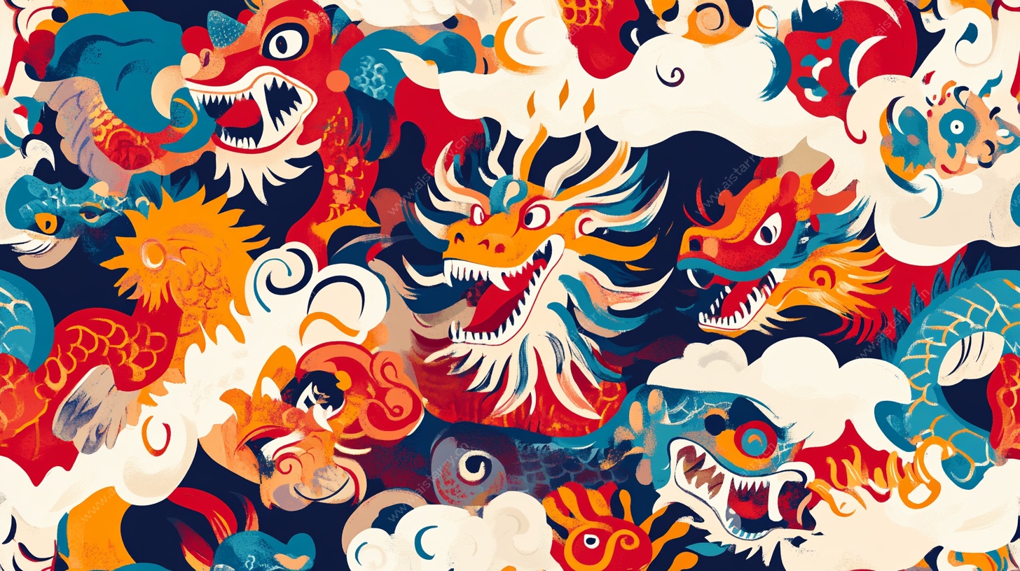 国潮龙纹图案设计