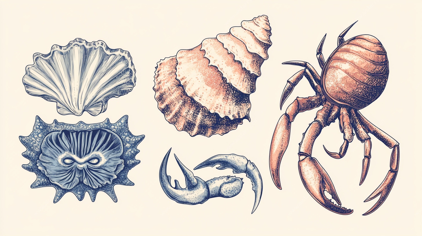 海洋生物贝壳插画素材