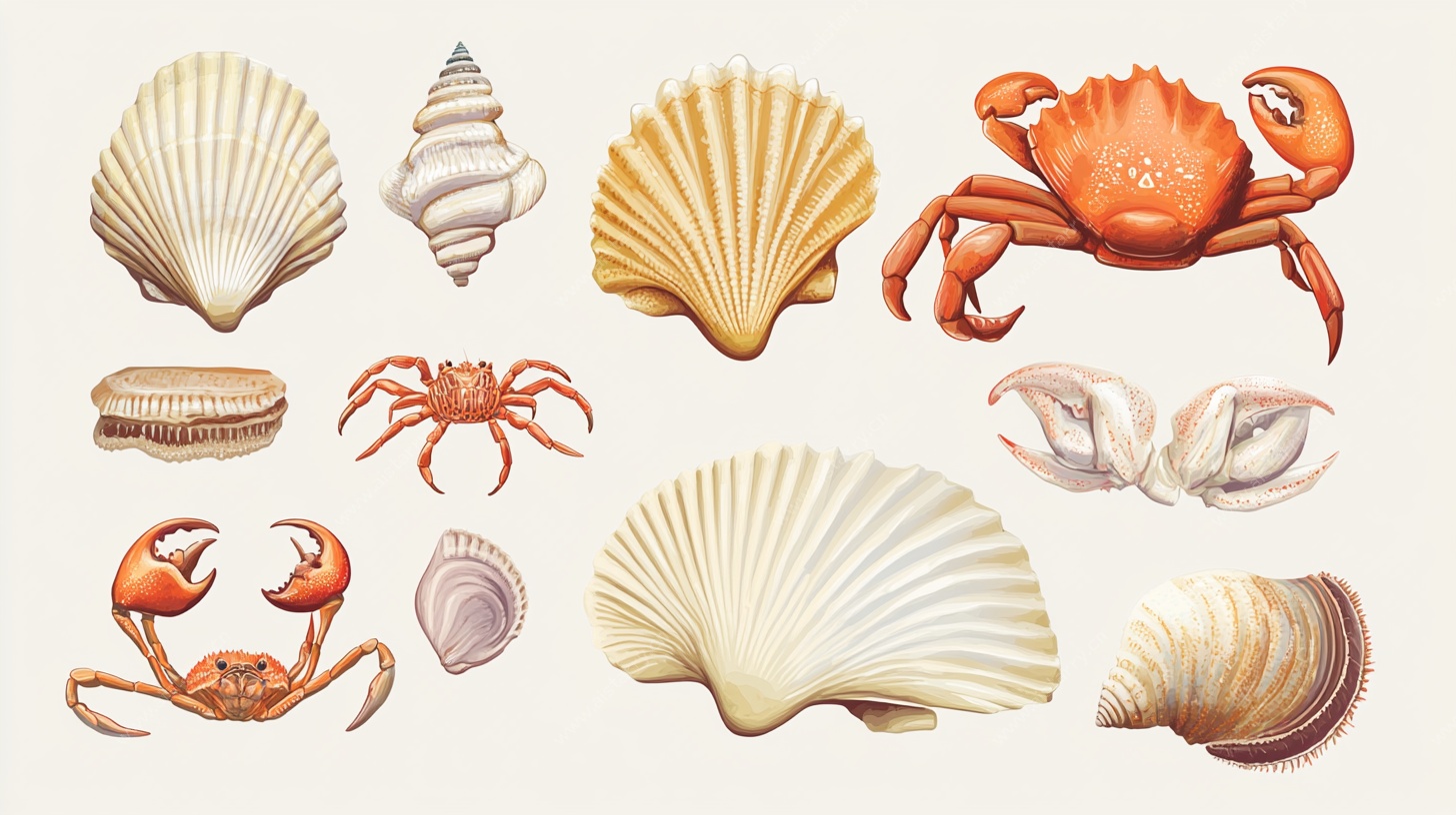海洋生物贝壳插画集合