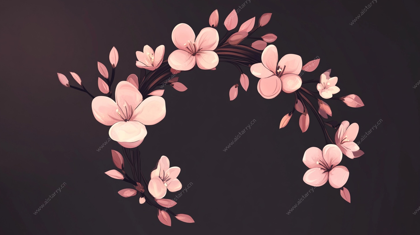 粉色花朵弧形装饰图案