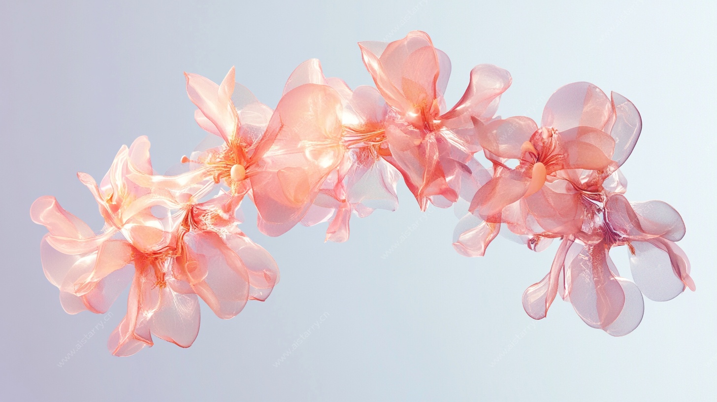 粉色透明花朵弧形组合