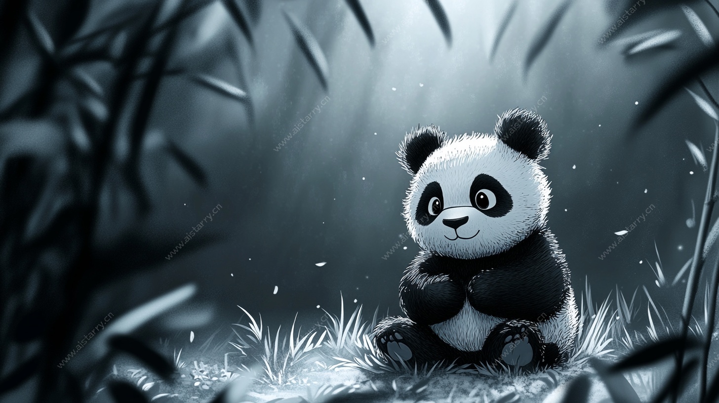 竹林中的可爱熊猫