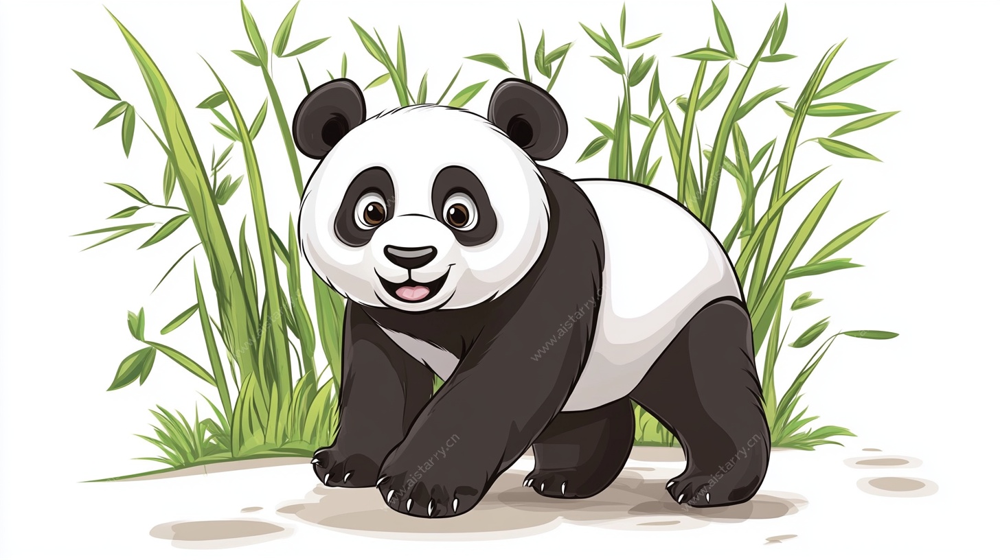 可爱熊猫在竹林中漫步