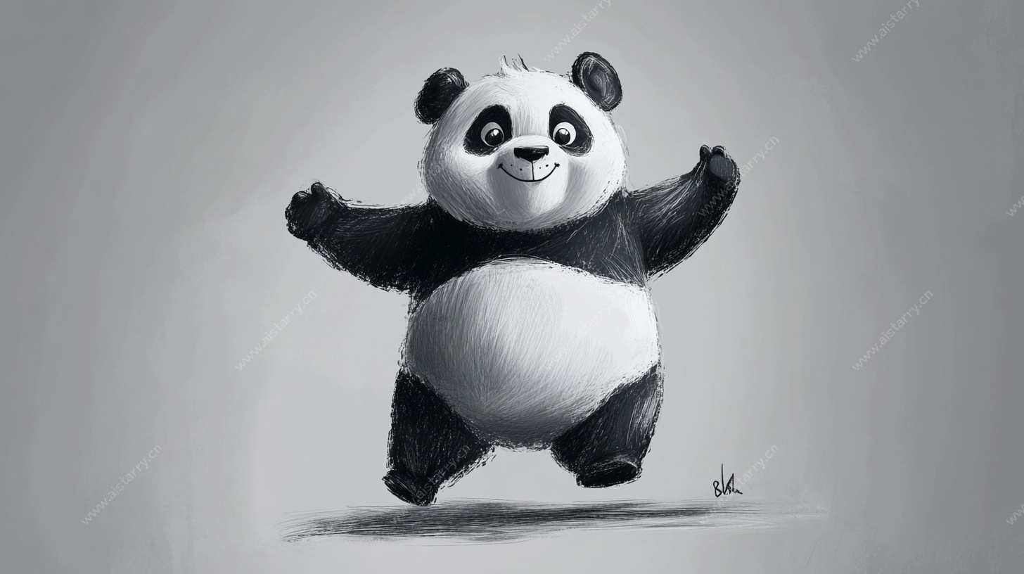 跳跃的卡通熊猫