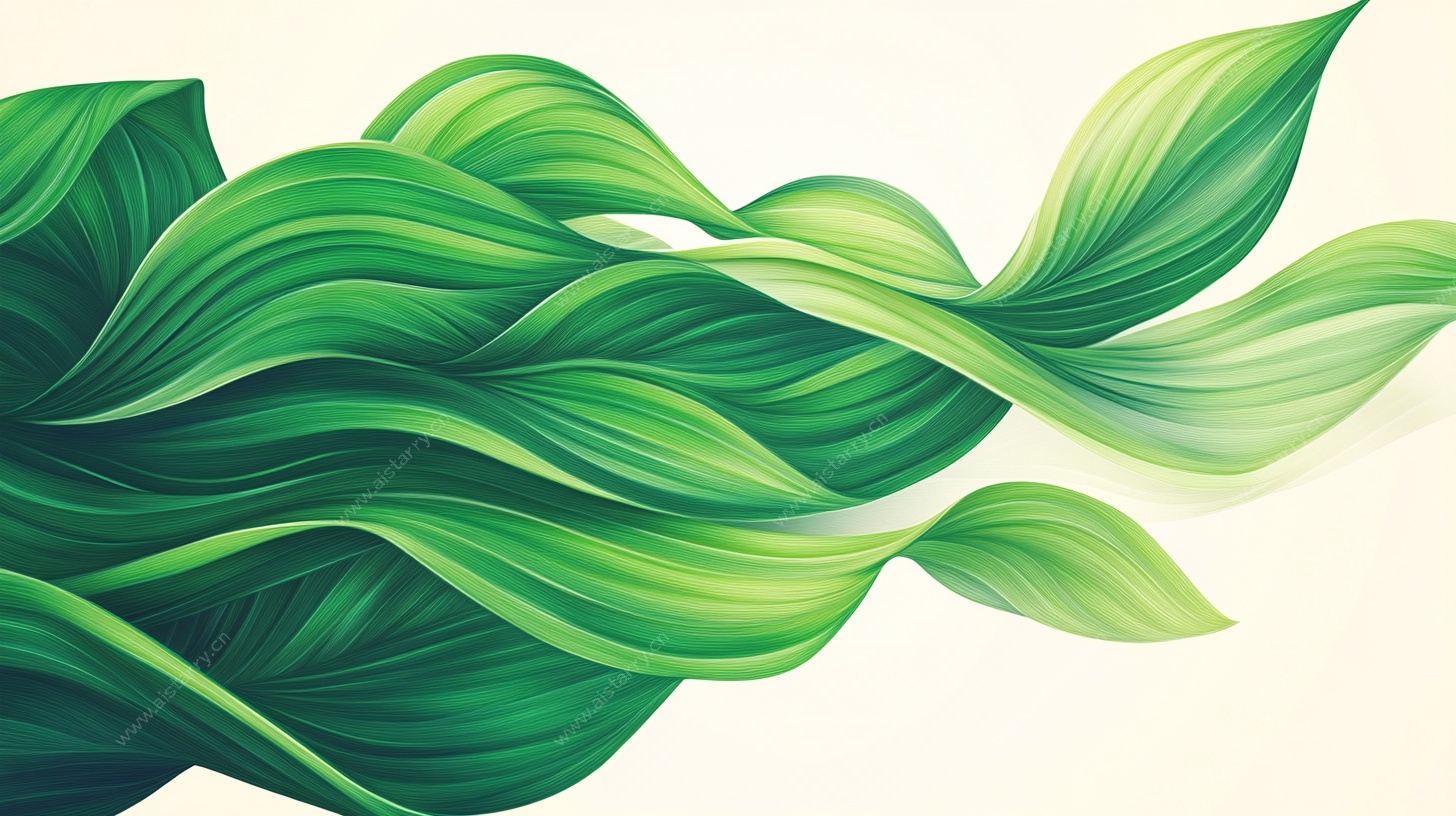 飘逸绿叶插画