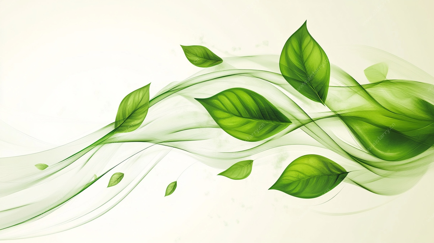 飘动绿叶的清新背景图