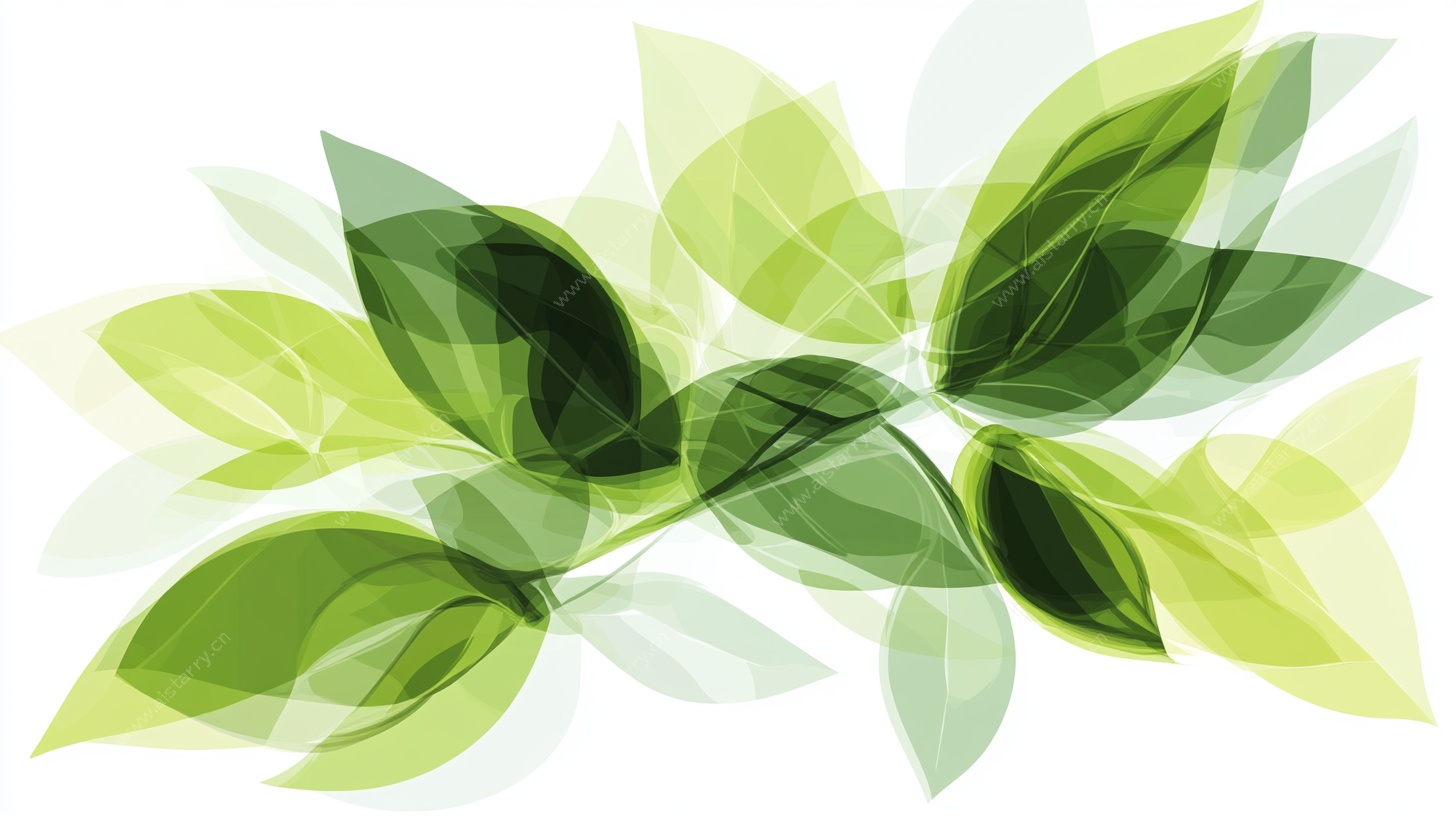 清新绿叶抽象插画