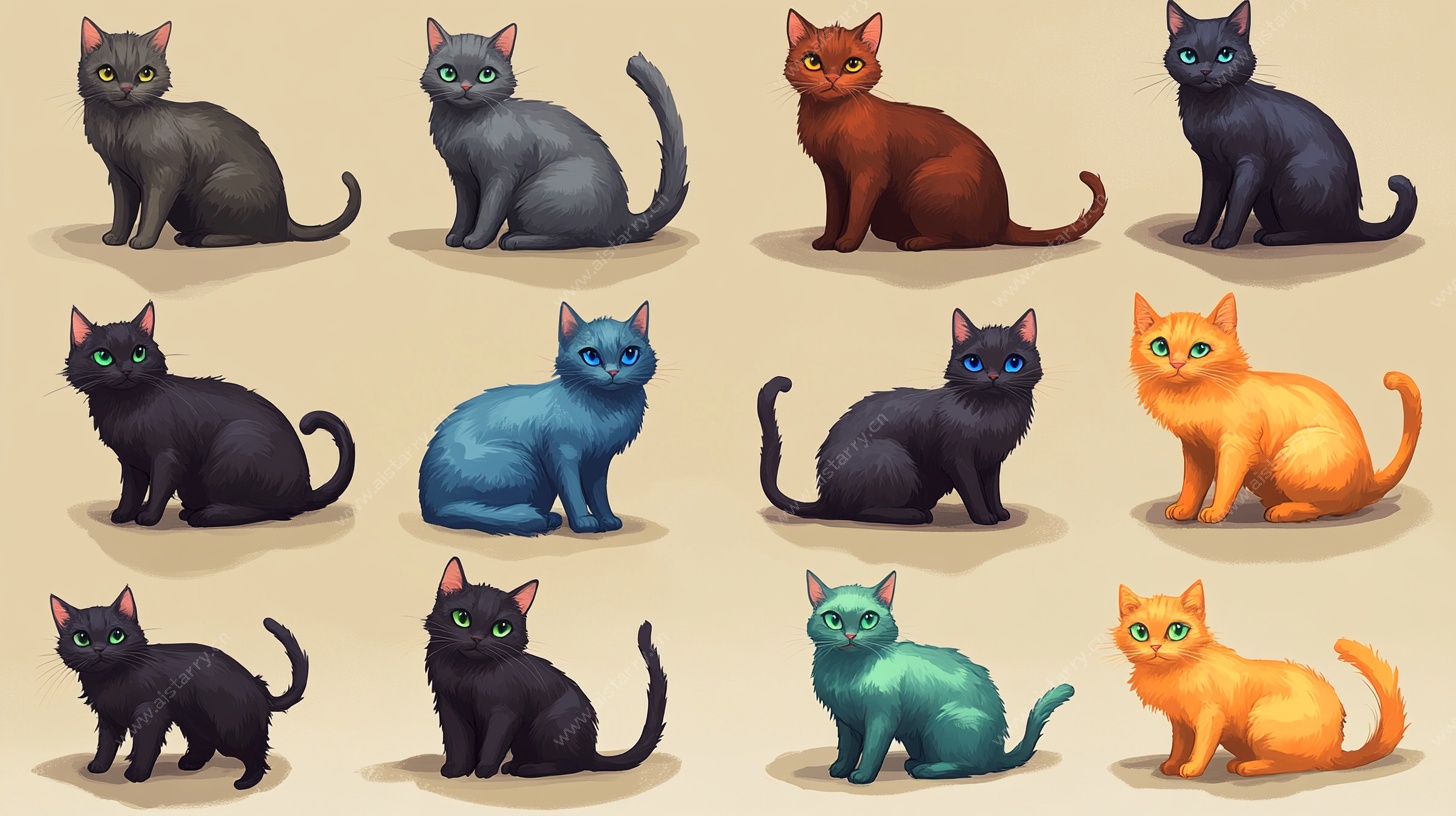 多彩猫咪插画集合