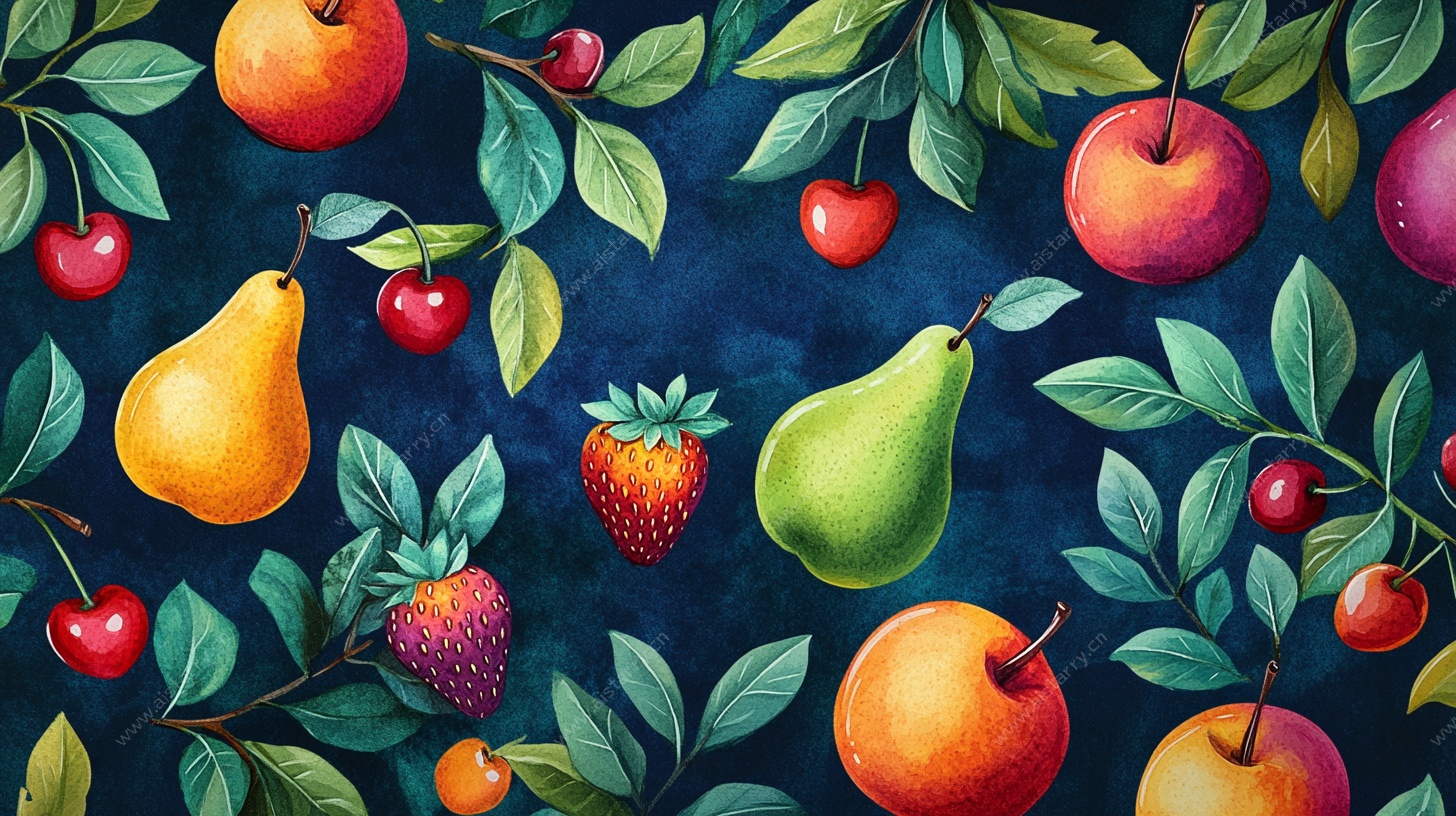 水彩风水果图案背景图
