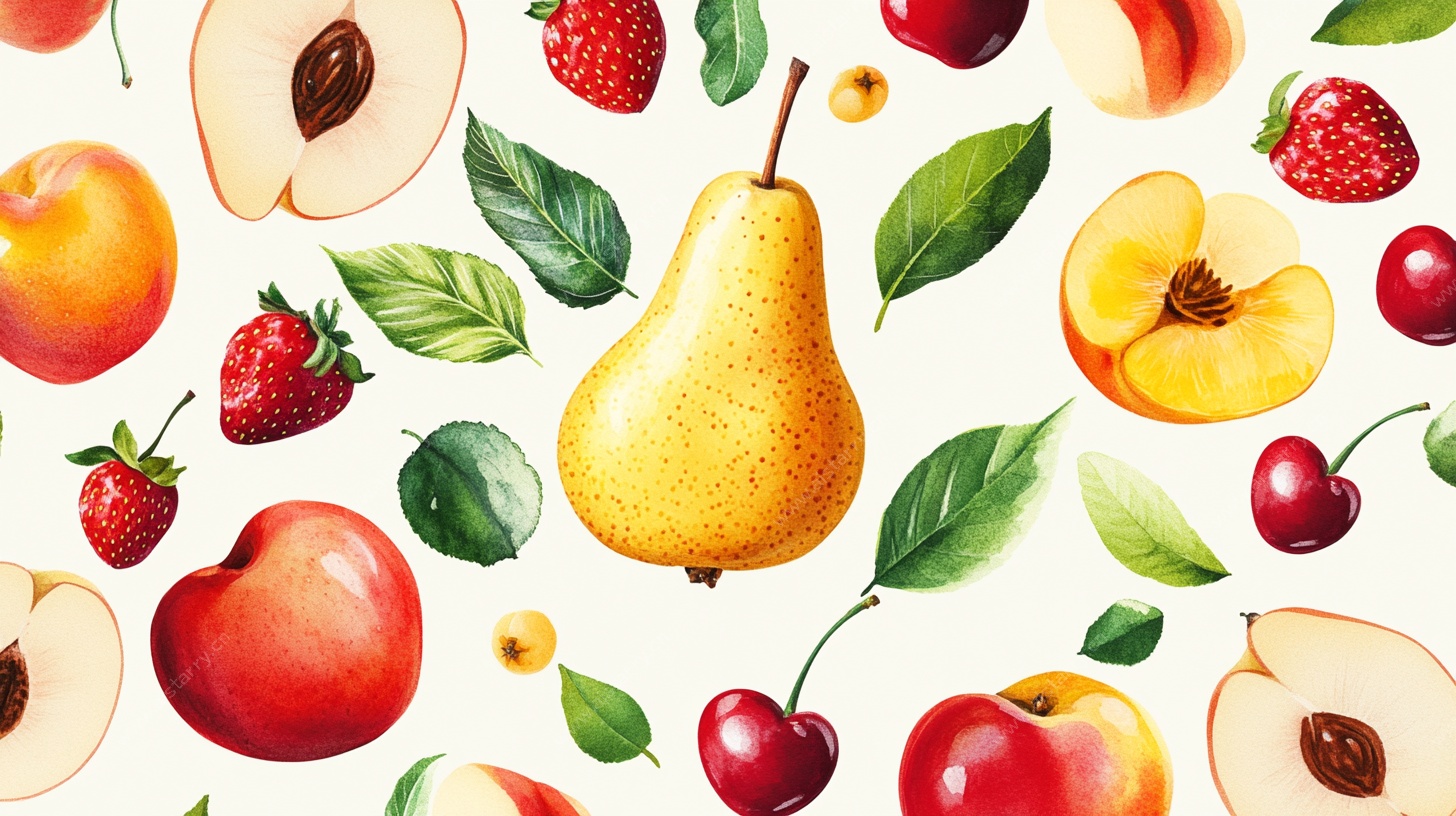 水彩风缤纷水果插画