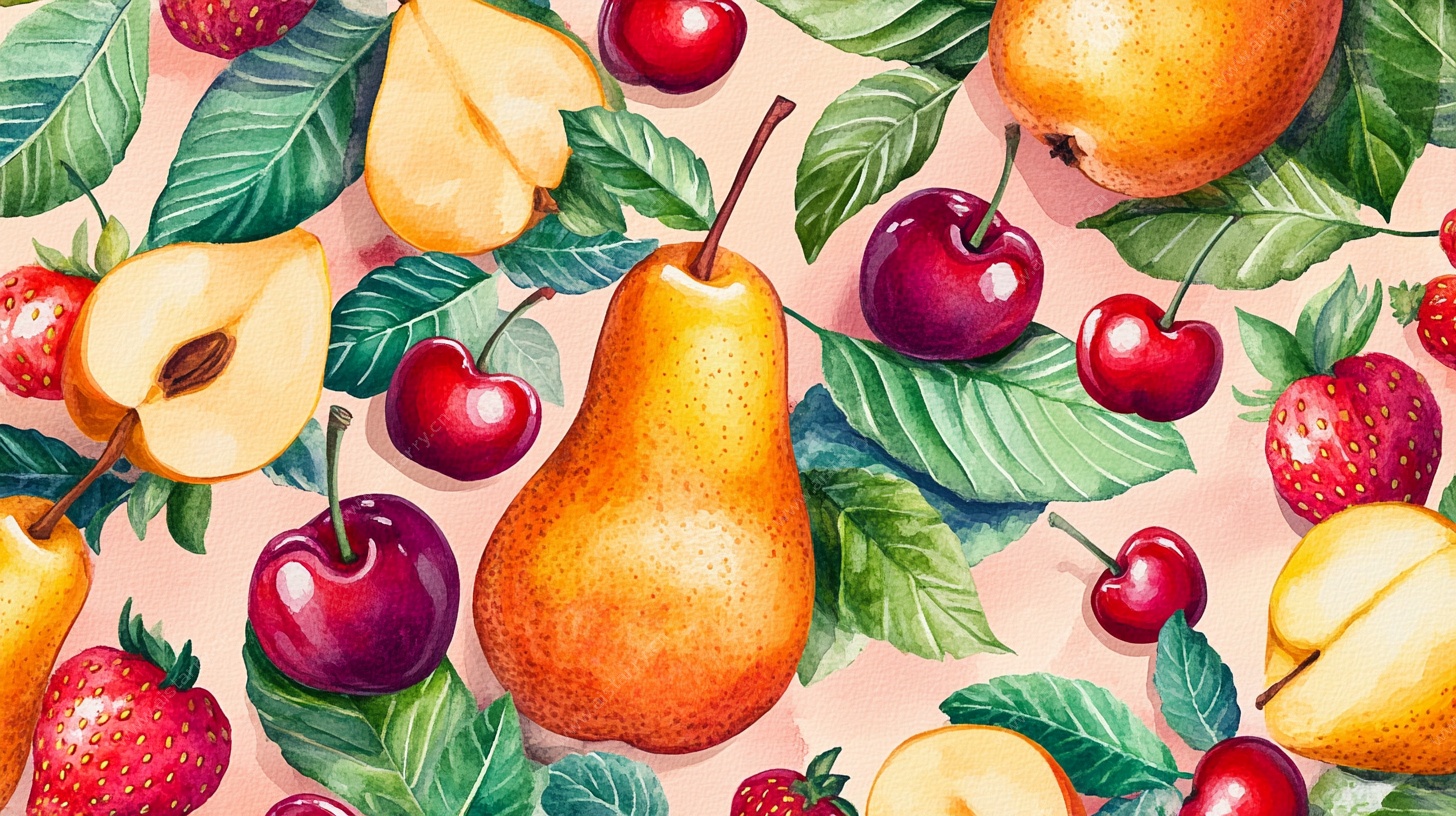 水果插画图案 清新水果风