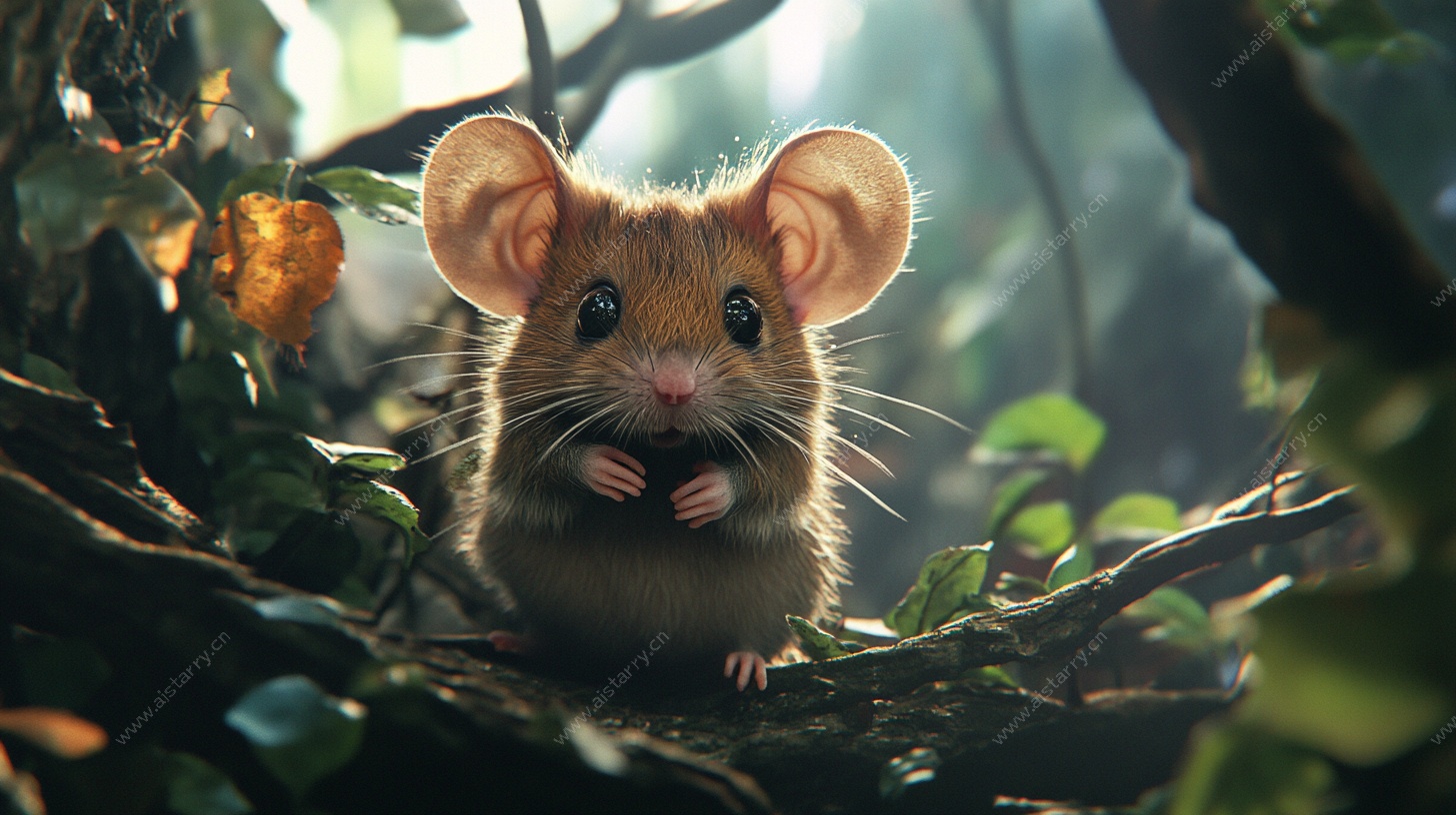 森林中的可爱小老鼠