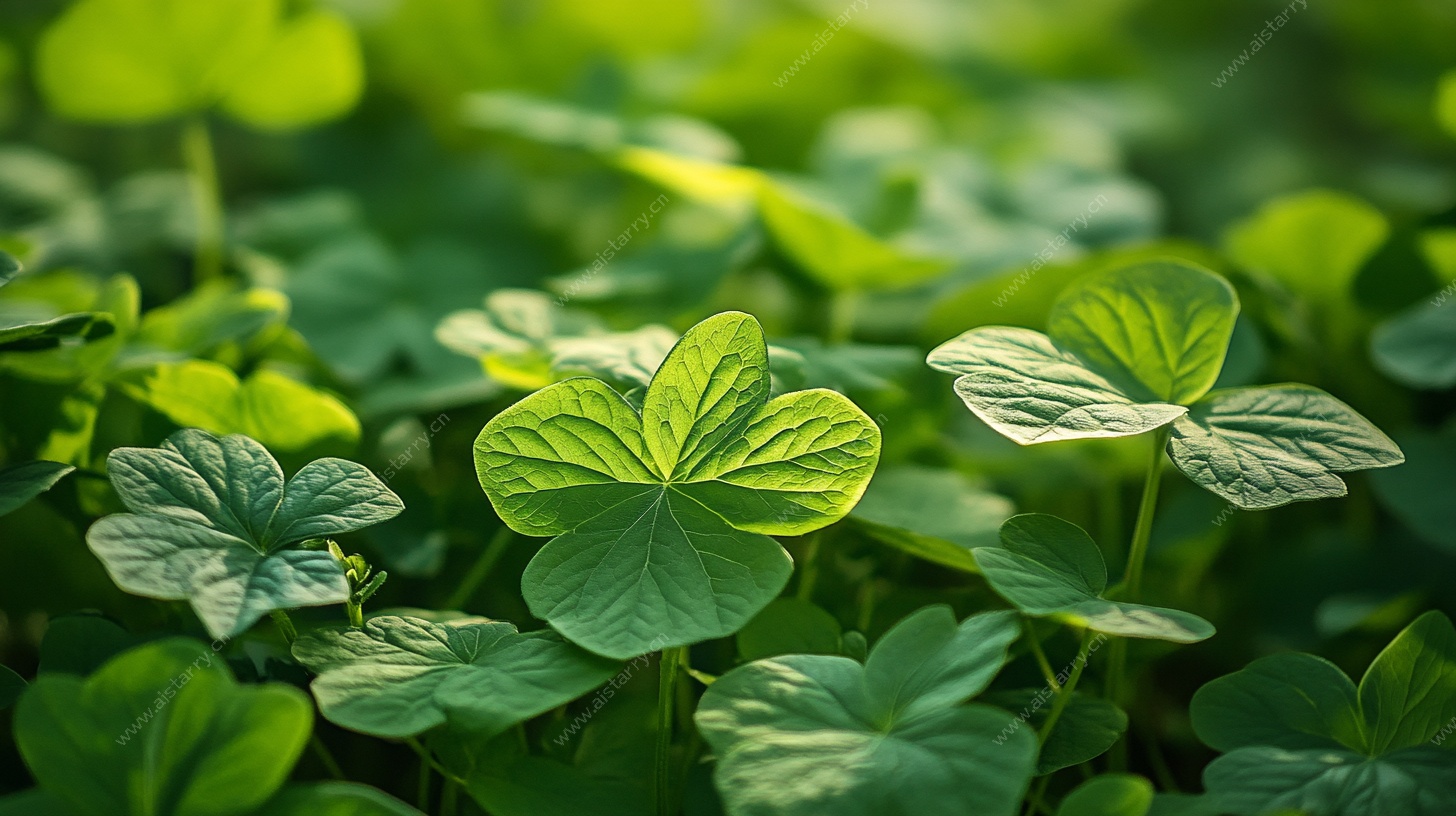 阳光下的翠绿三叶草