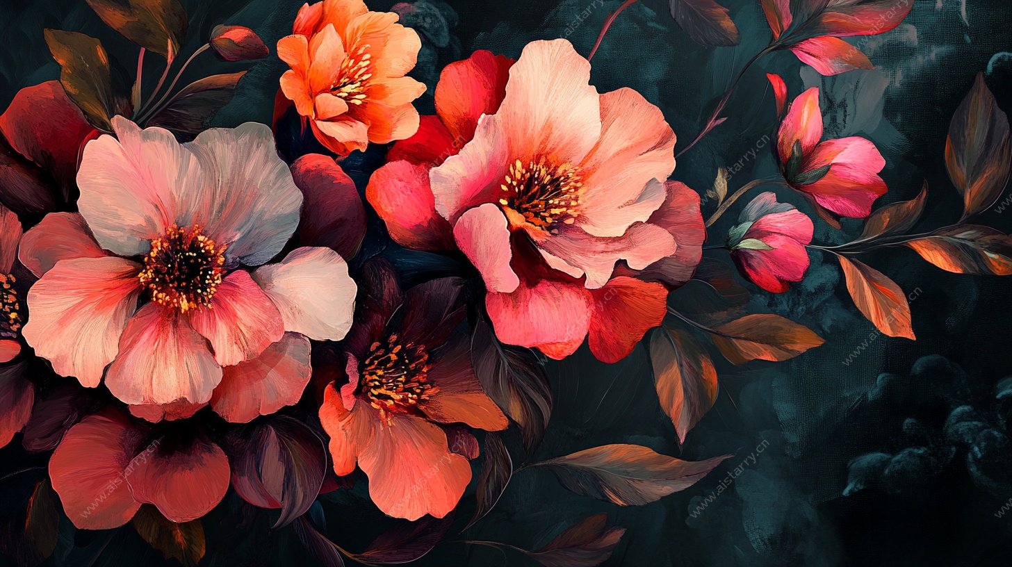 梦幻花卉艺术插画