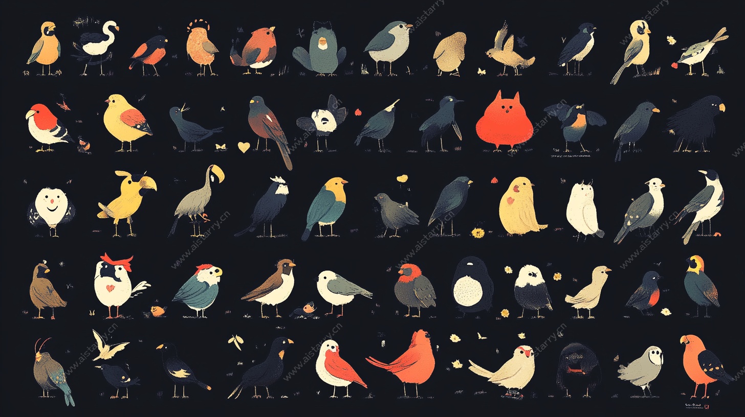 多样可爱鸟类插画集合
