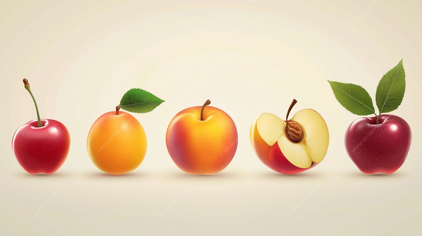 一排多彩水果展示图