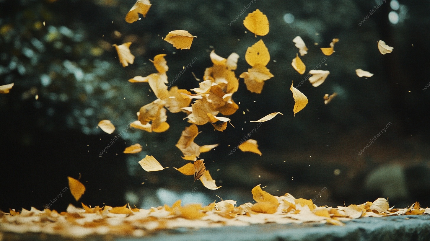 飘落的金黄秋叶