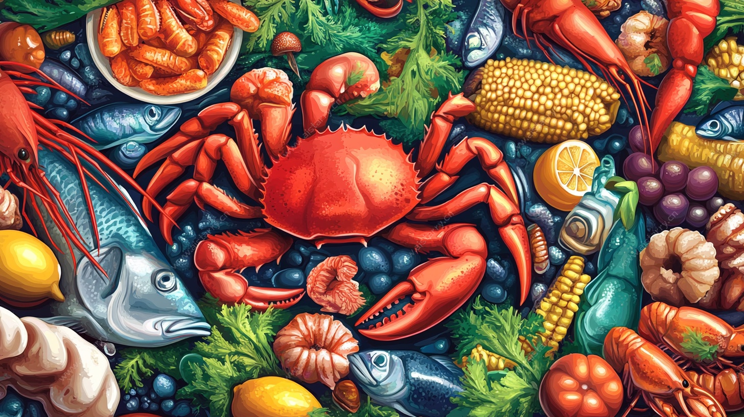 海鲜蔬果插画盛宴