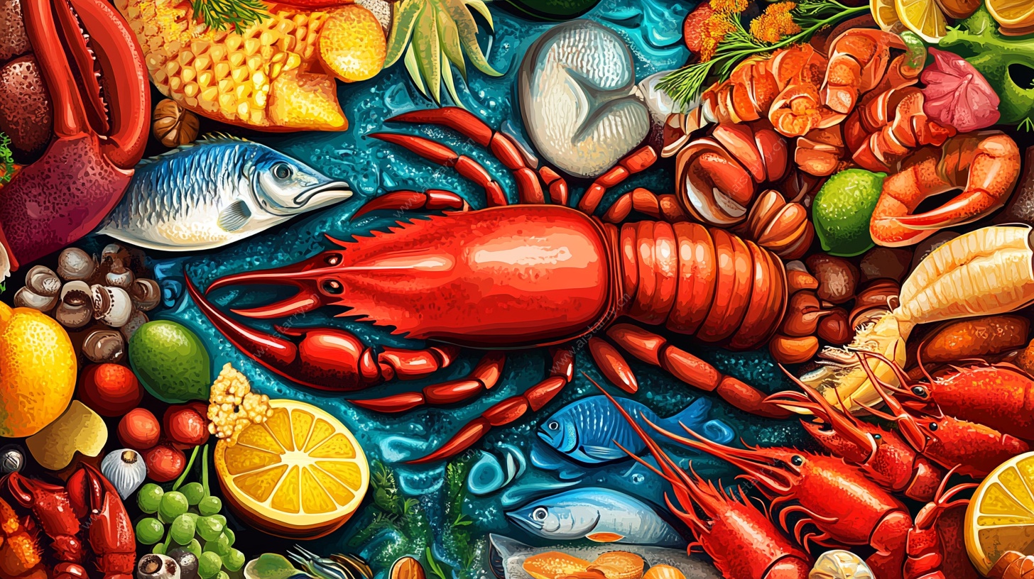 海鲜与水果的缤纷盛宴