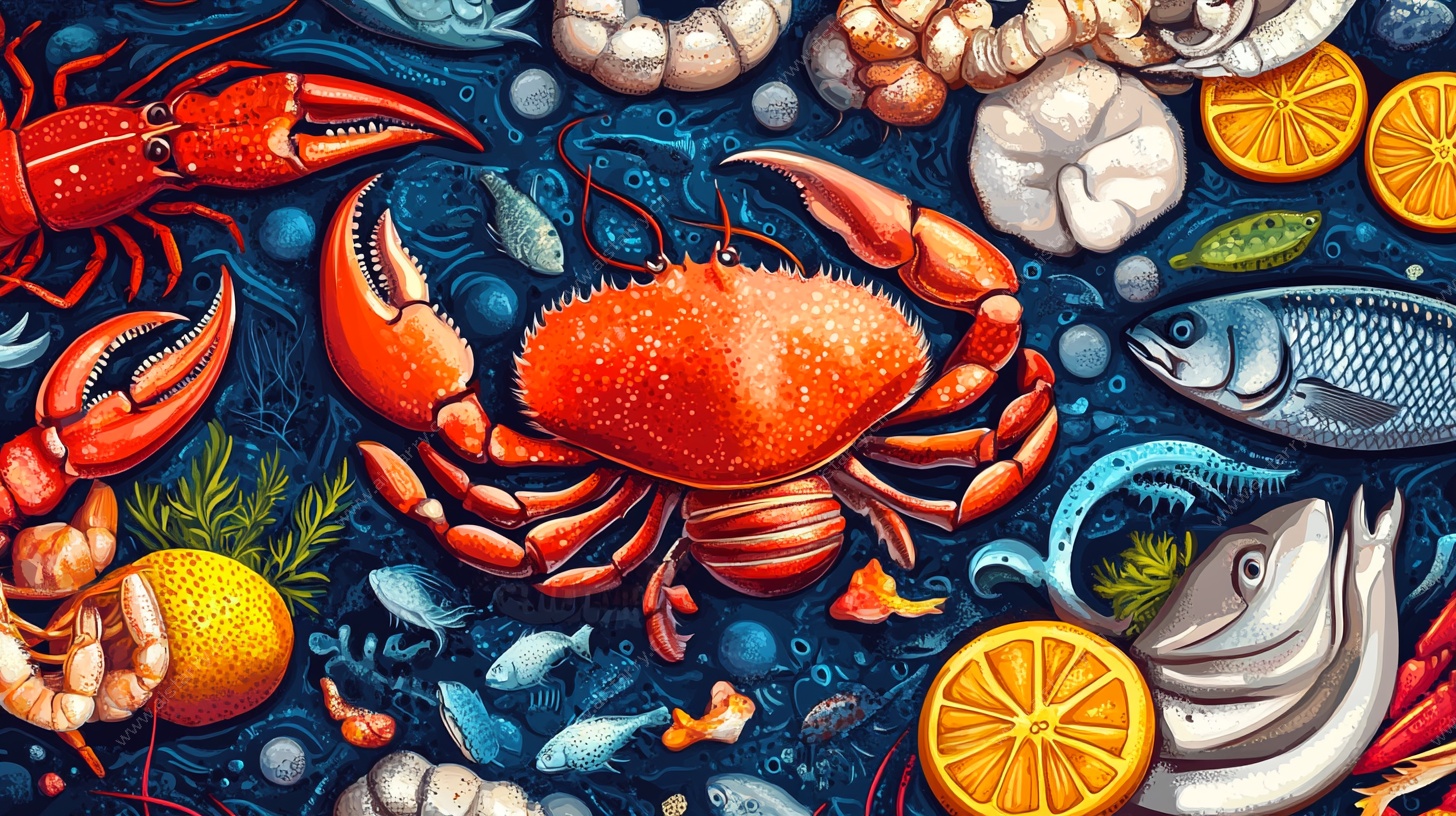 海鲜盛宴插画