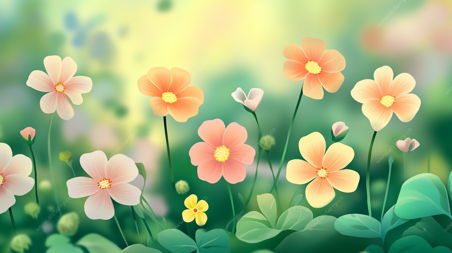 春日烂漫花卉插画