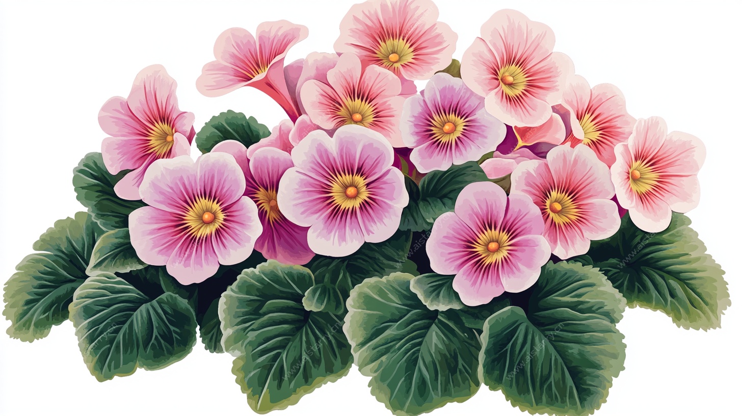 粉色报春花插画