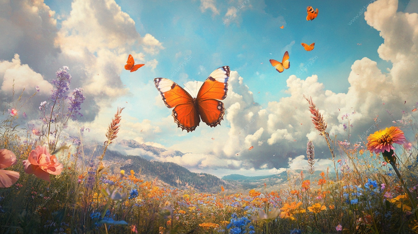 梦幻蝶舞花丛间