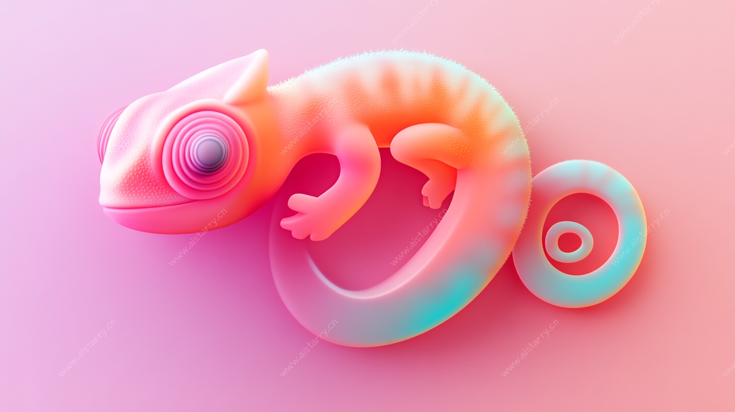 梦幻渐变变色龙3D模型