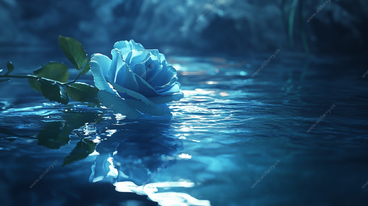 水中蓝玫瑰的静谧之美