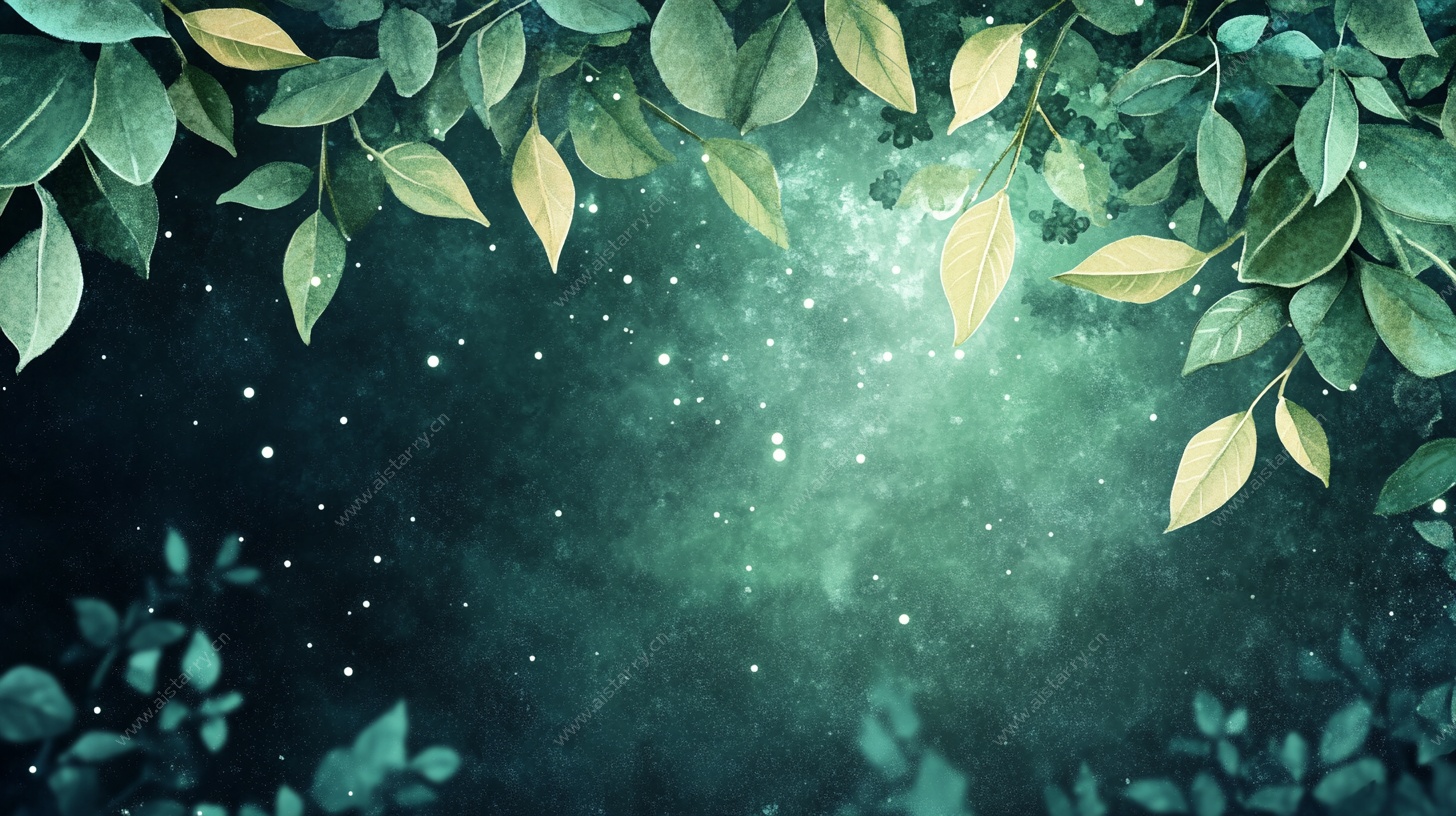 梦幻绿叶星空背景图