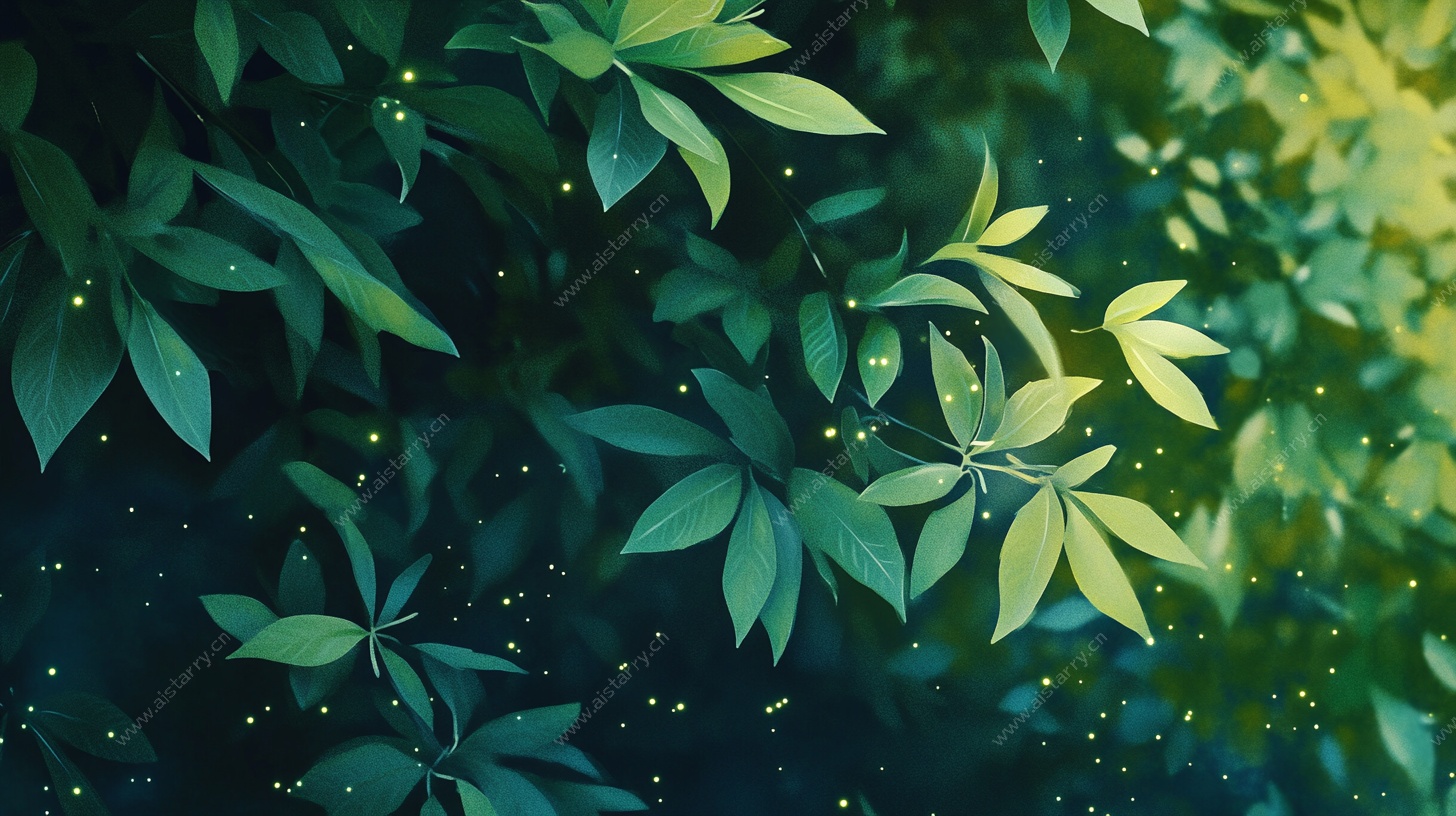 梦幻绿叶与闪烁微光